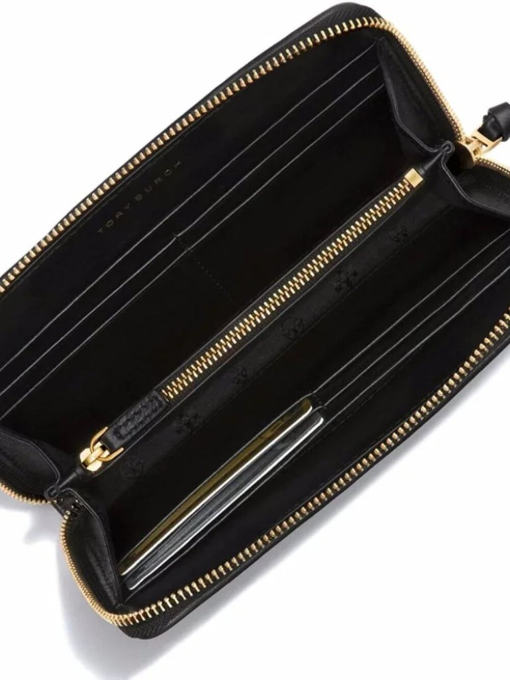 Tory Burch Black Quilted Black Leather Long Wallet from Fleming Collection EUC - Picture 3 of 13